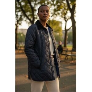 Barbour Liddesdale‎ Quilted Corduroy Collar Chore Women's Jacket XS Blue